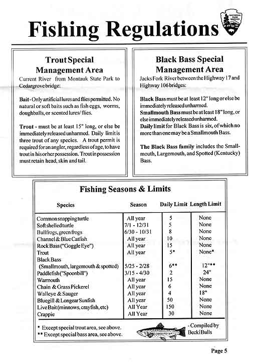 ONSR Park Fishing Regulations