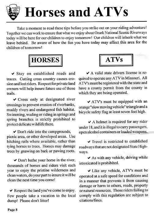 ONSR Horses and ATV's regulations, official Rootwad guide page 8